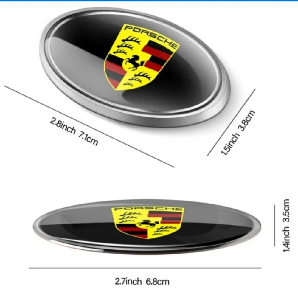 Two PORSCHE STUTTGART Metal Oval Emblems Cayman Cayenne Boxter Macan Taycan S…